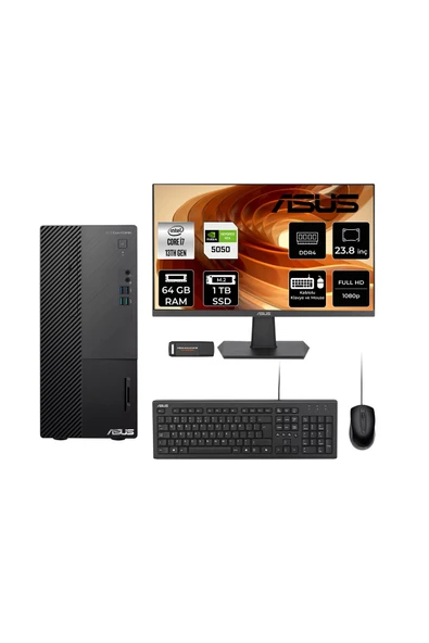ASUS ExpertCenter D500ME i7 13700 64GB 1TB SSD RTX5050/8GB FDOS Masaüstü Bilgisayar + 23.8" Monitör ürün görseli 1