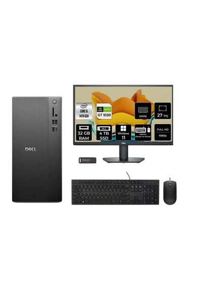 Dell Tower ECT1250 i5 14400 32GB 4TB SSD GT1030/4GB W11H Masaüstü Bilgisayar + 27" Monitör ürün görseli 1