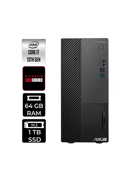 ASUS ExpertCenter D500ME i7 13700 64GB 1TB SSD RX550/4GB FDOS Masaüstü Bilgisayar & PER4 USB Bellek ürün görseli 1