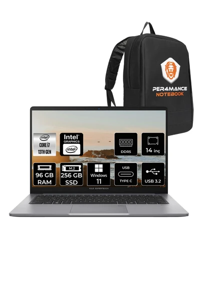 ASUS ExpertBook P1 Intel Core i7 13620H 96GB 256GB SSD 14" FHD W11P Dizüstü Bilgisayar & PER4 Çanta ürün görseli 1