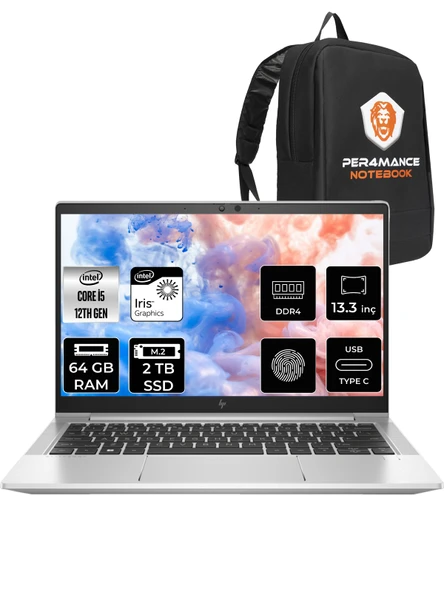 HP Elitebook 630 G9 i5 1235U 64GB RAM 2TB SSD 13.3'' FHD FDOS 6S6Y3EA & PER4 ÇANTA ürün görseli 1