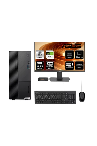 ASUS ExpertCenter D500ME i7 13700 48GB 512GB SSD RTX5050/8GB FDOS Masaüstü PC + 23.8" Monitör ürün görseli 1