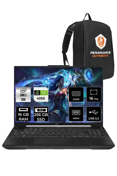 ASUS TUF Gaming F16 Core 5 210H 16GB 256GB SSD RTX4050/6GB 140W WUXGA 16" FDOS LP029 & PER4 ÇANTA ürün görseli 1