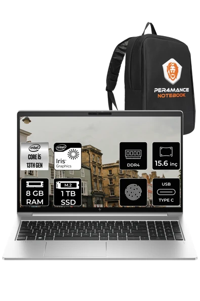 HP Elitbook 650 G10 i5 1335U 8GB RAM 1TB SSD 15.6'' FHD FDOS 8A573EA & PER4 ÇANTA ürün görseli 1