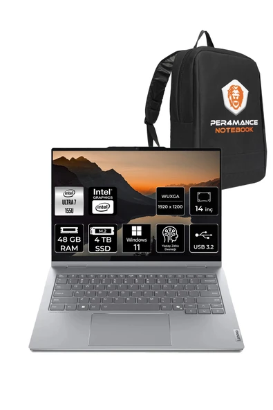 LENOVO ThinkBook 14 Ultra 7 155U 48GB 4TB SSD 14" W11P WUXGA Dokunmatik 2'si 1 Arada & PER4 ÇANTA ürün görseli 1