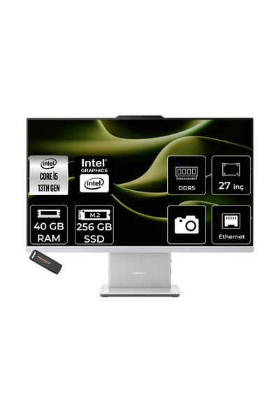 LENOVO IdeaCentre 27IRH9 i5 13420H 40GB 256GB SSD 27" FHD FDOS Gri All in One Bilgisayar ürün görseli 1