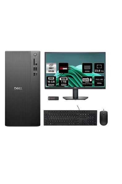 Dell Pro Tower ECT1250 i7 14700 16GB 1TB SSD RX550/4GB FDOS Masaüstü Bilgisayar + 23.8" Monitör ürün görseli 1