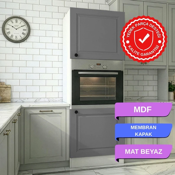 Kenzlife membran ankastre fırın dolabı bige gribyz çerçeve 180*60*56 mebran kapak MDF gövde ürün görseli 1