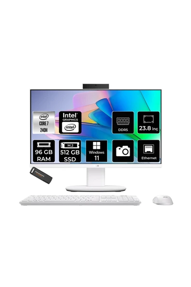 ASUS V440 Intel Core 7 240H 96GB 512GB SSD 23.8" FHD 100Hz W11H All in One Bilgisayar & PER4 USB ürün görseli 1