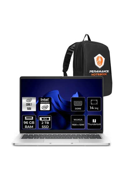 Dell Pro 14 Intel Core 7 150U 96GB 2TB SSD Intel Graphics 14" WUXGA FDOS Notebook & PER4 Çanta ürün görseli 1