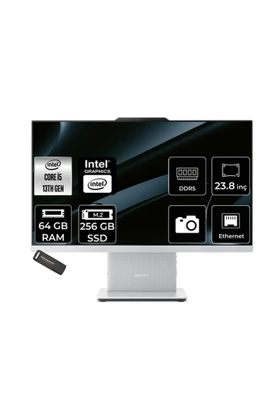 LENOVO IdeaCentre 24IRH9 i5 13420H 64GB 256GB SSD 23.8" FHD 100Hz FDOS Gri All in One Bilgisayar ürün görseli 1