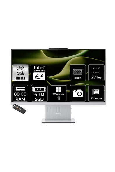 LENOVO IdeaCentre 27IRH9 i5 13420H 80GB 4TB SSD 27" FHD W11H Gri All in One Bilgisayar ürün görseli 1