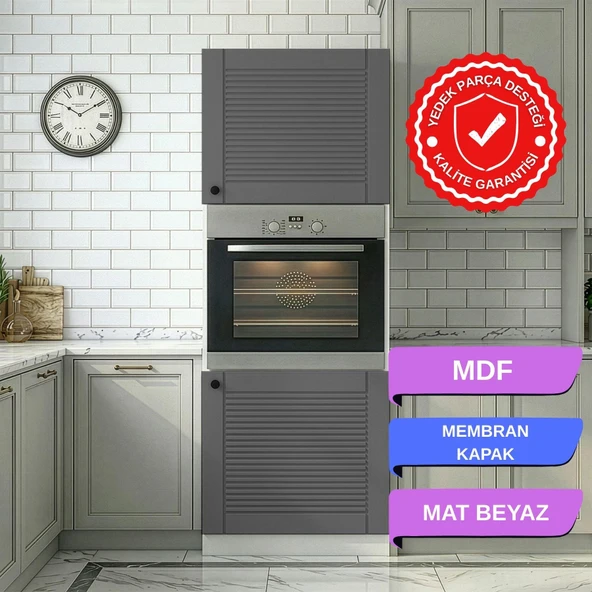 Kenzlife membran ankastre fırın dolabı bige gribyz panjur 180*60*56 mebran kapak MDF gövde ürün görseli 1