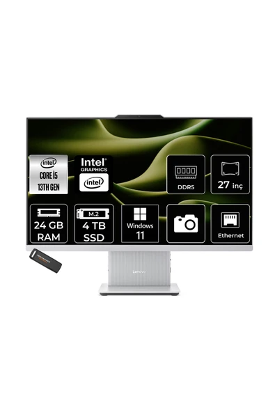LENOVO IdeaCentre 27IRH9 i5 13420H 24GB 4TB SSD 27" FHD W11H Gri All in One Bilgisayar ürün görseli 1