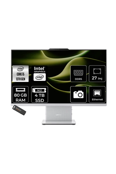 LENOVO IdeaCentre 27IRH9 i5 13420H 80GB 4TB SSD 27" FHD FDOS Gri All in One Bilgisayar ürün görseli 1