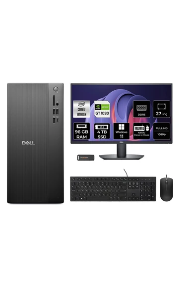 Dell Pro Tower ECT1250 i7 14700 96GB 4TB SSD GT1030/4GB W11H Masaüstü Bilgisayar + 27" Monitör ürün görseli 1