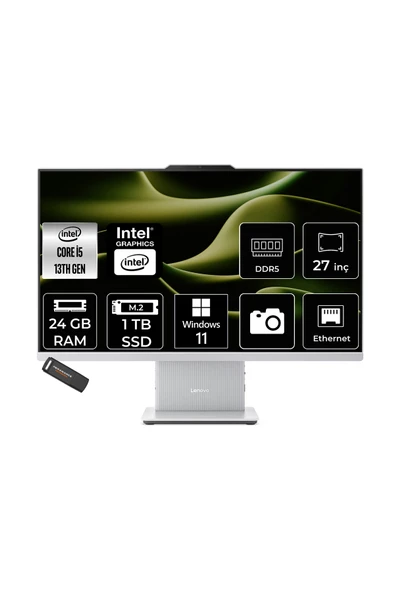 LENOVO IdeaCentre 27IRH9 i5 13420H 24GB 1TB SSD 27" FHD W11H Gri All in One Bilgisayar ürün görseli 1
