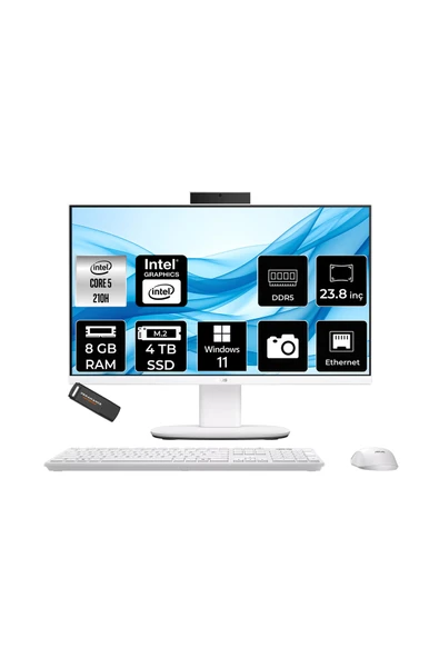 ASUS V440 Intel Core 5 210H 8GB 4TB SSD 23.8" FHD 100Hz W11P All in One Bilgisayar & PER4 USB ürün görseli 1