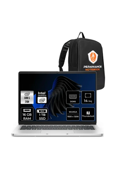 Dell Pro 14 Intel Core 5 120U 16GB 1TB SSD Intel Graphics 14" WUXGA FDOS Notebook & PER4 Çanta ürün görseli 1