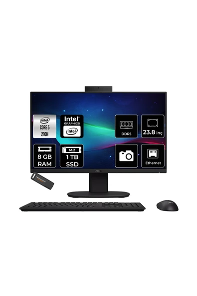 ASUS V440 Intel Core 5 210H 8GB 1TB SSD 23.8" FHD 100Hz FDOS All in One Bilgisayar & PER4 USB ürün görseli 1