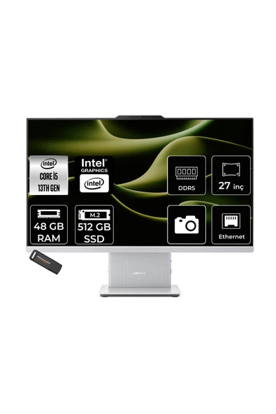 LENOVO IdeaCentre 27IRH9 i5 13420H 48GB 512GB SSD 27" FHD FDOS Gri All in One Bilgisayar ürün görseli 1