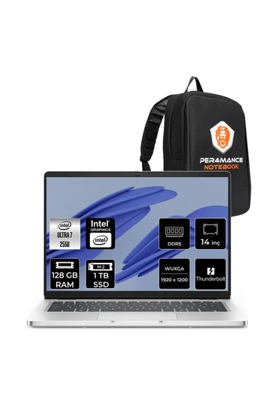 Dell Pro 14 Ultra 7 255U 128GB 1TB SSD Intel Graphics 14" WUXGA FDOS Notebook & PER4 Çanta ürün görseli 1