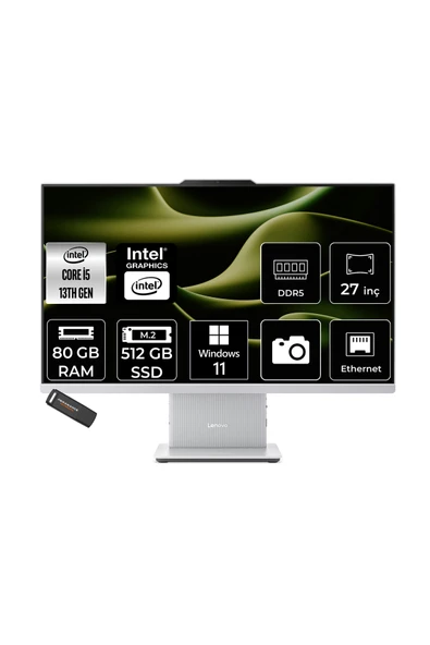 LENOVO IdeaCentre 27IRH9 i5 13420H 80GB 512GB SSD 27" FHD W11H Gri All in One Bilgisayar ürün görseli 1