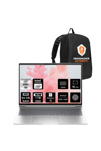 HP EliteBook 660 G11 Ultra 5 125U 64GB DDR5 1TB SSD 16" WUXGA W11H Dizüstü Bilgisayar & ÇANTA ürün görseli 1