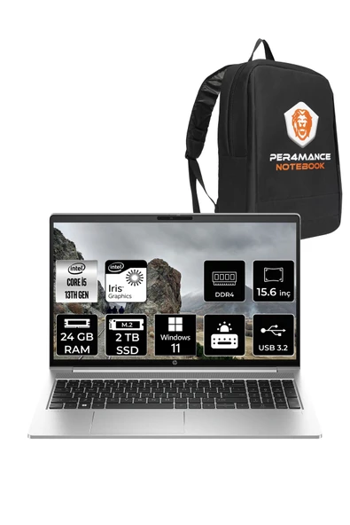 HP ProBook 450 G10 İ5 1334U 24GB RAM 2TB SSD 15.6'' FHD IPS W11H Dizüstü Bilgisayar & PER4 ÇANTA ürün görseli 1