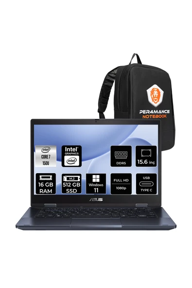 ASUS ExpertBook B1 Intel Core 7 150U 16GB 512GB SSD 15.6" FHD W11H Dizüstü Bilgisayar & PER4 Çanta ürün görseli 1