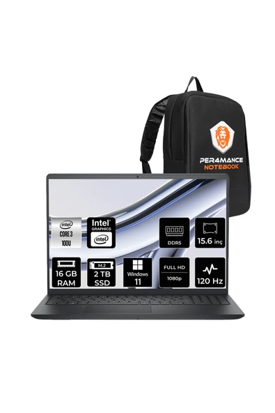 Dell Pro 15 Intel Core 3 100U 16GB 2TB SSD 15.6" FHD 120Hz W11H Dizüstü Bilgisayar & PER4 Çanta ürün görseli 1
