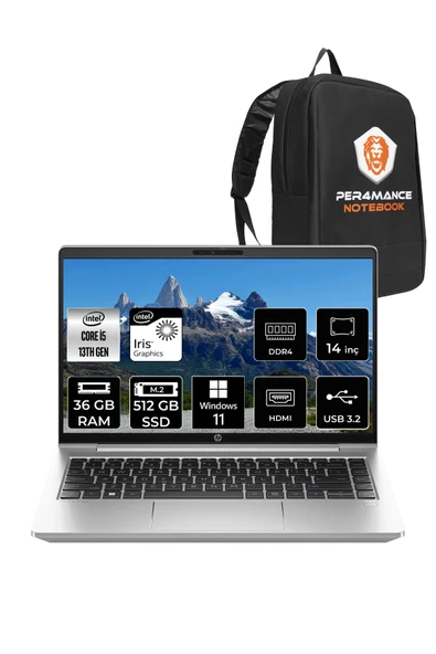 HP ProBook 440 G10 İ5 1334U 36GB RAM 512GB SSD 14'' FHD IPS W11H Dizüstü Bilgisayar & PER4 ÇANTA ürün görseli 1