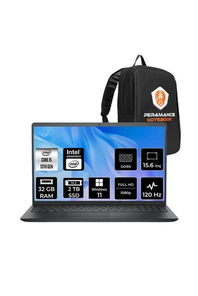 Dell Pro 15 Essential i5-1334U 32GB 2TB SSD 15.6'' FHD W11P Taşınabilir Bilgisayar & Per4 ÇANTA ürün görseli 1