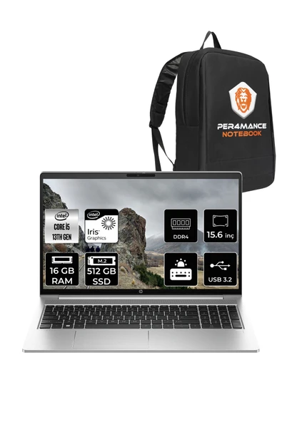 HP ProBook 450 G10 İ5 1334U 16GB RAM 512GB SSD 15.6'' FHD IPS FDOS Dizüstü Bilgisayar & PER4 ÇANTA ürün görseli 1