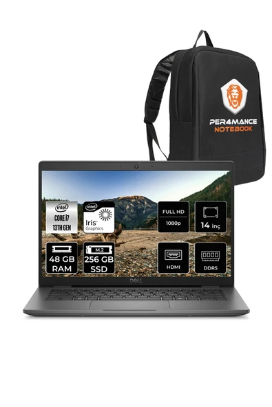 Dell Latitude 3450 i7 1355U 48GB DDR5 256GB SSD 14'' IPS FDOS Taşınabilir Bilgisayar & PER4 ÇANTA ürün görseli 1