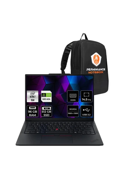 LENOVO ThinkPad P14S G5 Ultra 7 155H 96GB 1TB SSD RTX500/4GB 14.5" WUXGA FDOS Laptop & Çanta ürün görseli 1