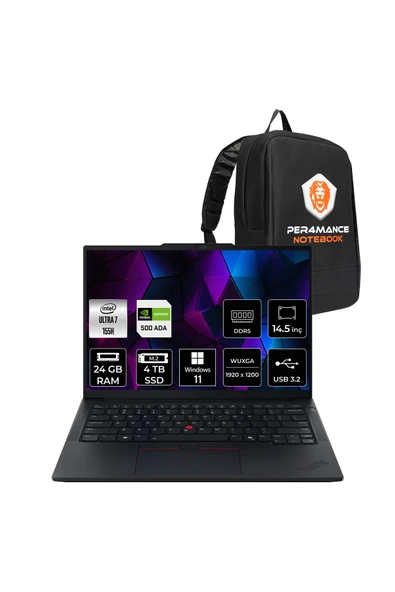 LENOVO ThinkPad P14S G5 Ultra 7 155H 24GB 4TB SSD RTX500/4GB 14.5" WUXGA W11H Laptop & Çanta ürün görseli 1