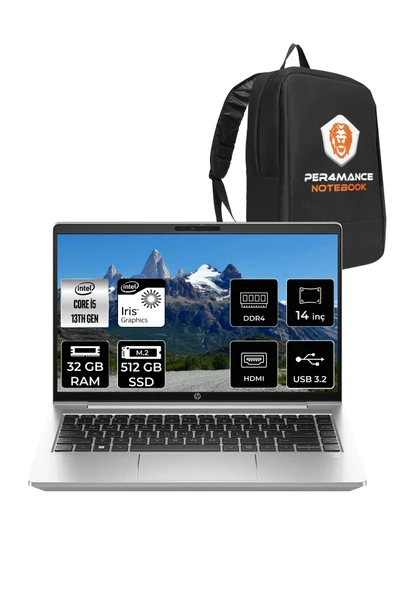 HP ProBook 440 G10 İ5 1334U 32GB RAM 512GB SSD 14'' FHD IPS FDOS Dizüstü Bilgisayar & PER4 ÇANTA ürün görseli 1