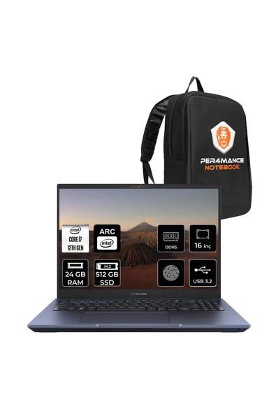 ASUS Expertbook B5 i7 1260P 24GB DDR5 512GB SSD Arc A350M/4GB 16" 4K OLED FDOS Dizüstü Bilgisayar ürün görseli 1