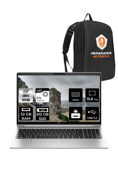 HP ProBook 450 G10 İ5 1334U 32GB RAM 512GB SSD 15.6'' FHD IPS FDOS Dizüstü Bilgisayar & PER4 ÇANTA ürün görseli 1