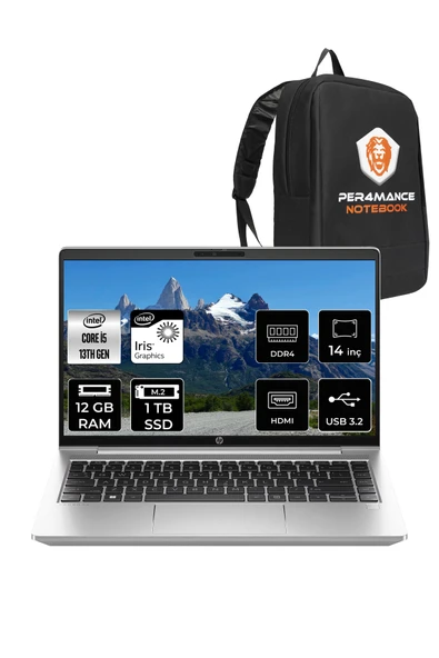 HP ProBook 440 G10 İ5 1334U 12GB RAM 1TB SSD 14'' FHD IPS FDOS Dizüstü Bilgisayar & PER4 ÇANTA ürün görseli 1