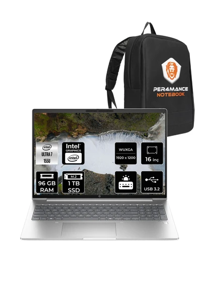 HP ProBook 460 İntel Core Ultra 7 155U 96GB 1TB SSD 16'' WUXGA FDOS A23BCEA & PER4 ÇANTA ürün görseli 1