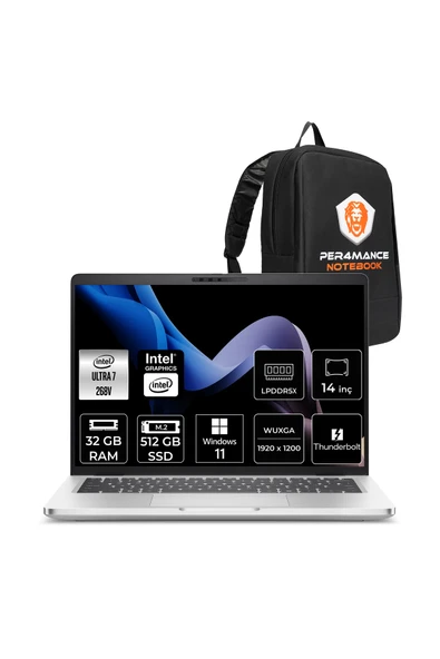 Dell Pro 14 Plus Ultra 7 268V 32GB 512GB SSD Intel Graphics 14" WUXGA FDOS Notebook & PER4 Çanta ürün görseli 1