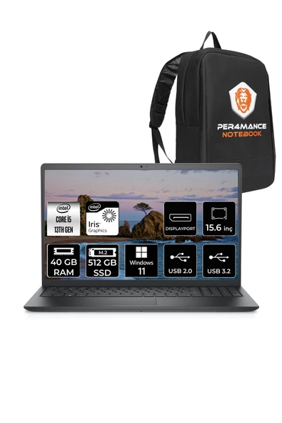 Dell Vostro 3530 Intel Core i5 1334U 40GB 512GB SSD 15.6" FHD W11H & PER4 Çanta ürün görseli 1