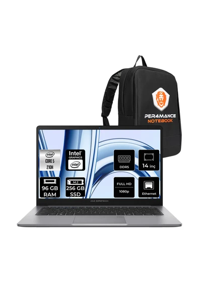 ASUS ExpertBook P1 Intel Core 5 210H 96GB 256GB SSD 14" FHD FDOS Dizüstü Bilgisayar & PER4 Çanta ürün görseli 1
