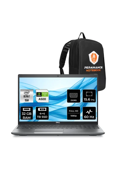 Dell Precision 3591 Ultra 7 155H 32GB 4TB+4TB SSD RTX A500/4GB 15.6" FHD FDOS Workstation & Çanta ürün görseli 1