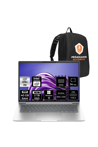 HP EliteBook 6 G1i Ultra 5 225U 40GB 2TB SSD Intel Graphics 14" WUXGA W11H Notebook & PER4 Çanta ürün görseli 1
