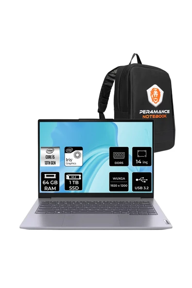 LENOVO ThinkBook 14 i5 1335U 64GB 1TB SSD 14'' FHD+ FDOS Taşınabilir Bilgisayar & Per4 ÇANTA ürün görseli 1