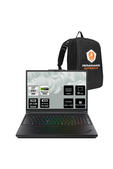 LENOVO ThinkPad P16 G3 Ultra 9 285HX 24GB 12TB SSD RTX PRO 4000/16GB 16" FHD+ 500nits FDOS ürün görseli 1