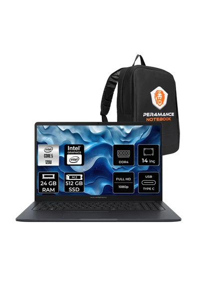 ASUS ExpertBook B3 Flip IntelCore 5 120U 24GB 512GB SSD 14" FHD FDOS Touch 2-In-1 Dizüstü Bilgisayar ürün görseli 1
